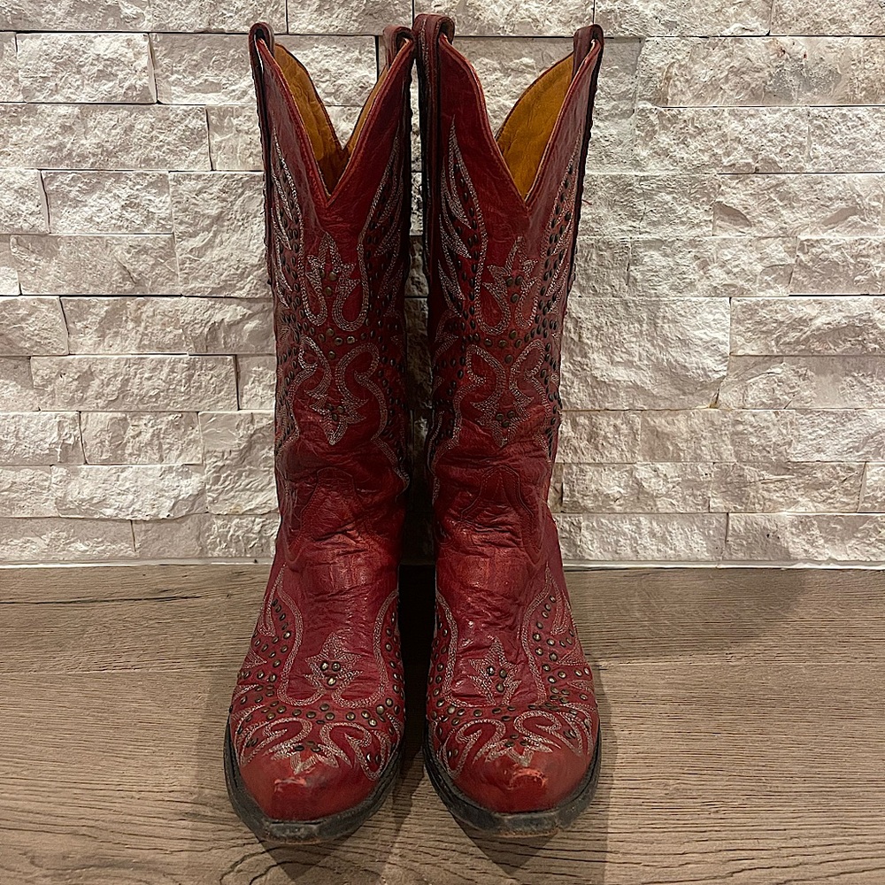 OLD GRINGO Red Embroidered Western Studded Cowboy Boots